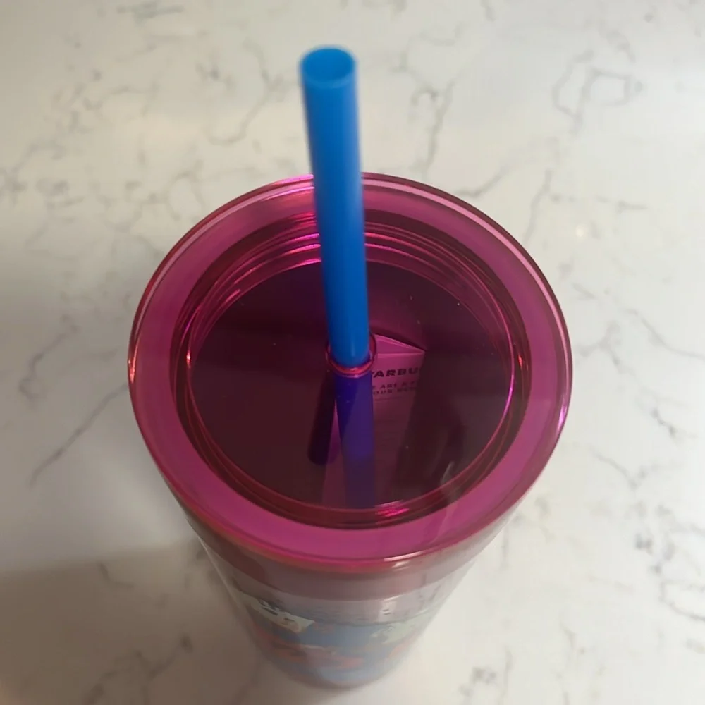 Starbucks | New metal insulated plastic 16oz cup Peony abstract